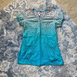 Koi! Scrub top! Giraffe! Ombré! Teal!